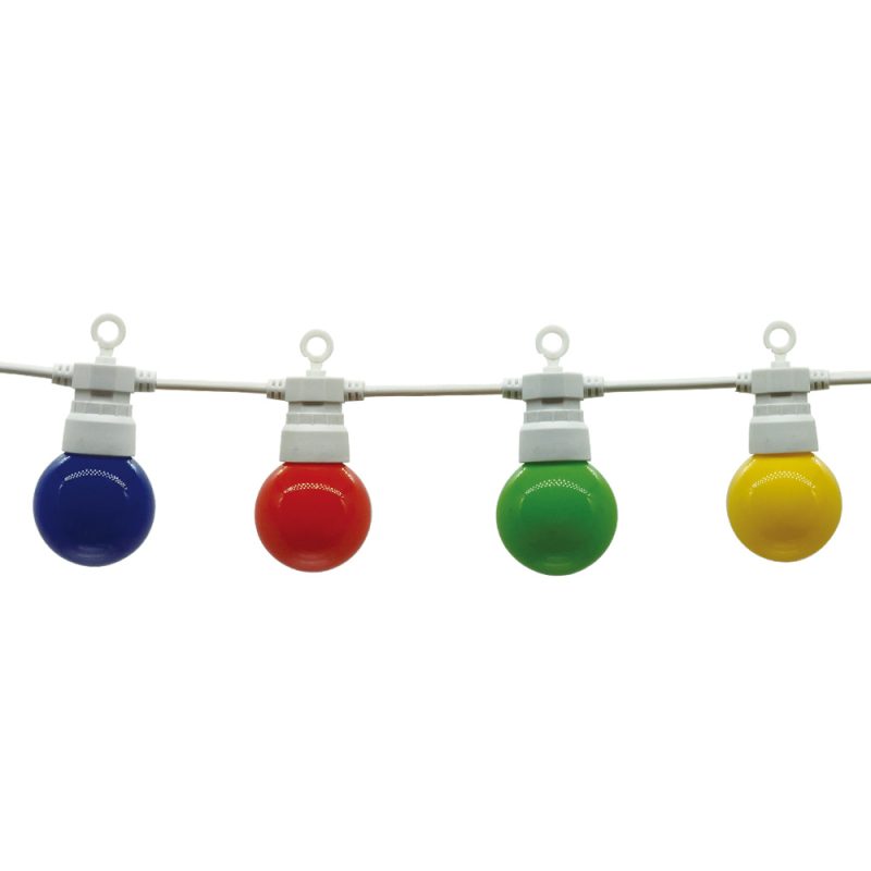 Optonica White Outdoor String Light Colorful Bulbs 20pc