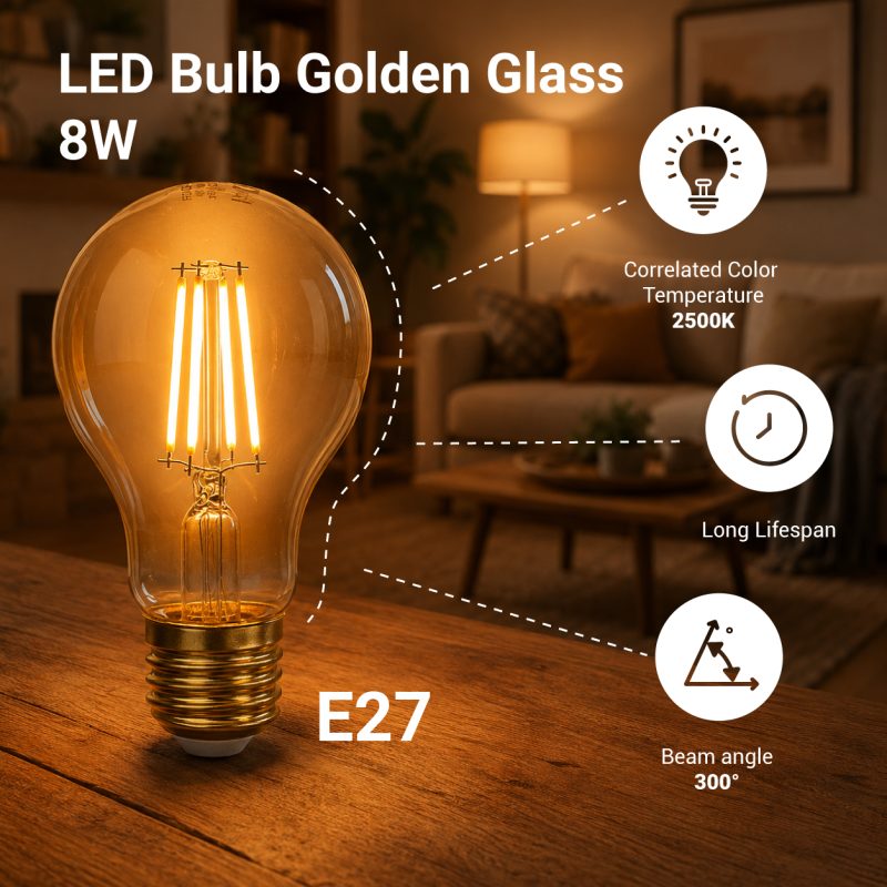 Optonica LED Bulb E27 A60 Golden Glass