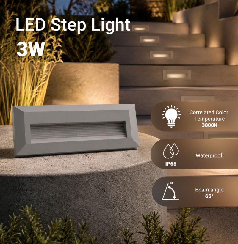 Optonica LED Step Light Rectangular Grey