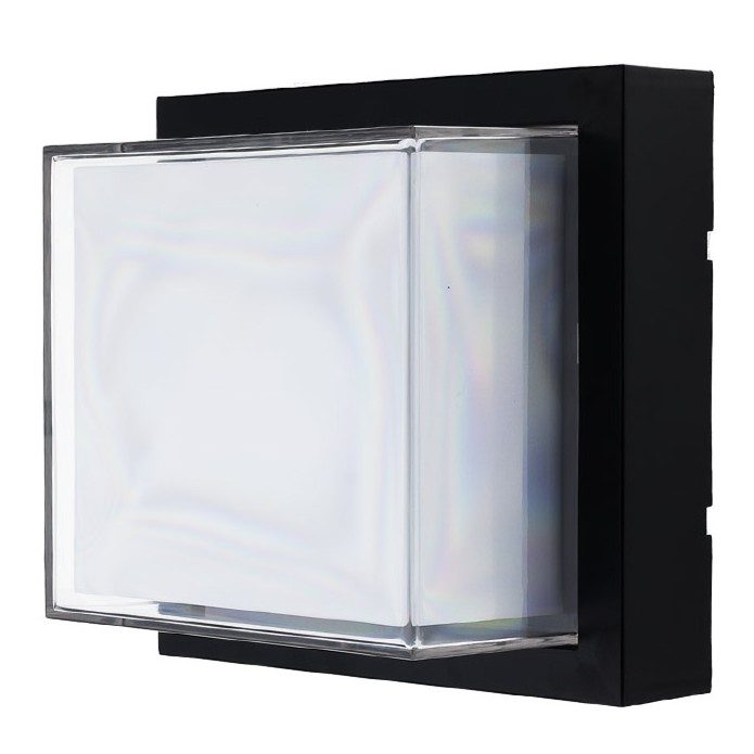 Optonica LED Wall Light Black Square Body