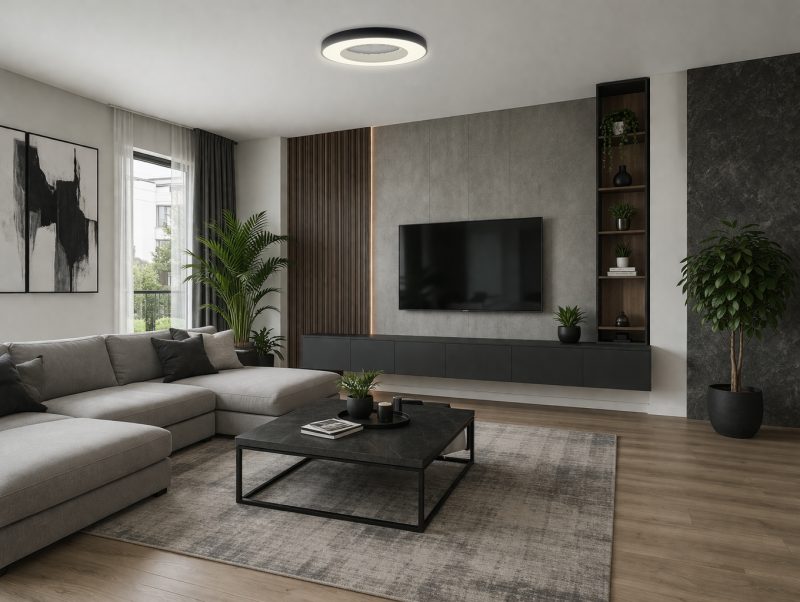 Optonica LED Ceiling Light Round Shape Black Body