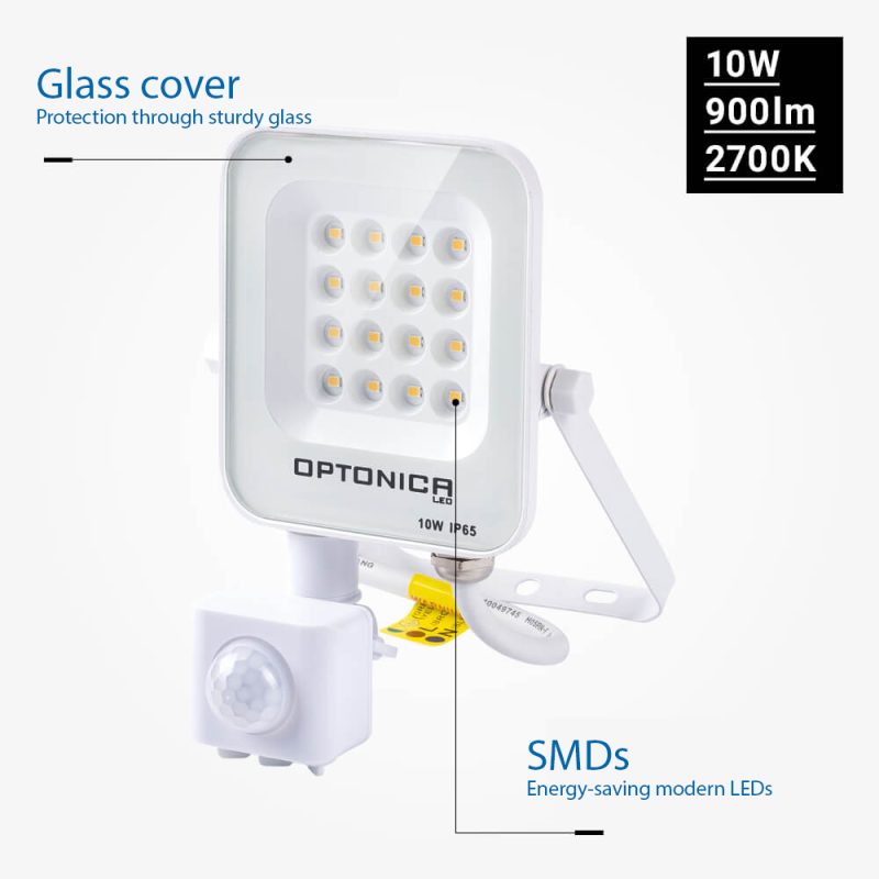 Optonica LED SMD Flutlicht Weiß IP65 Mit Sensor