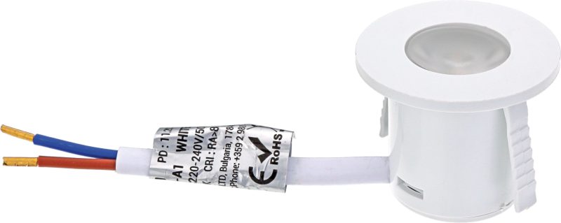 Optonica LED Cabinet Light - 1W Round - White Body