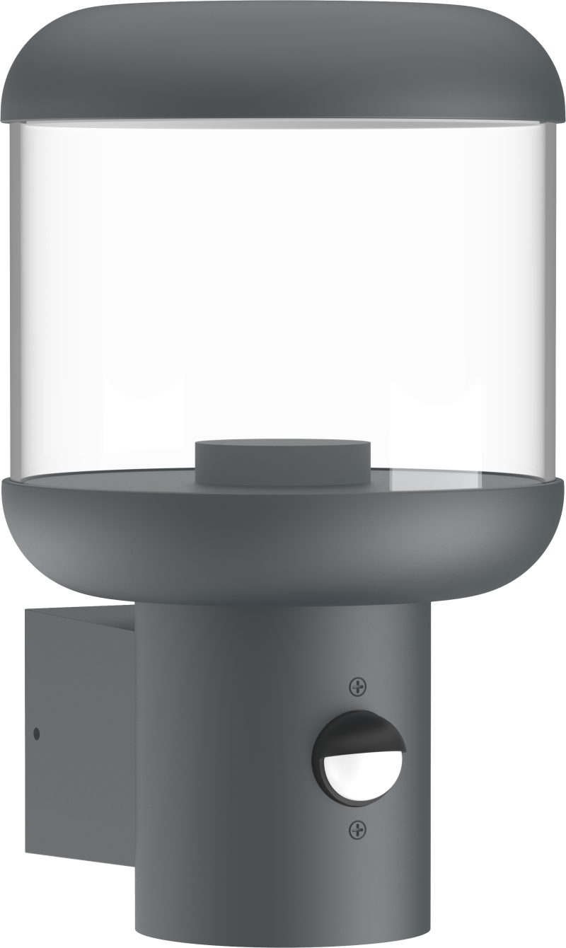 Optonica Applique Aluminium Clear PC E27 Socket IP54 + PIR SENSOR