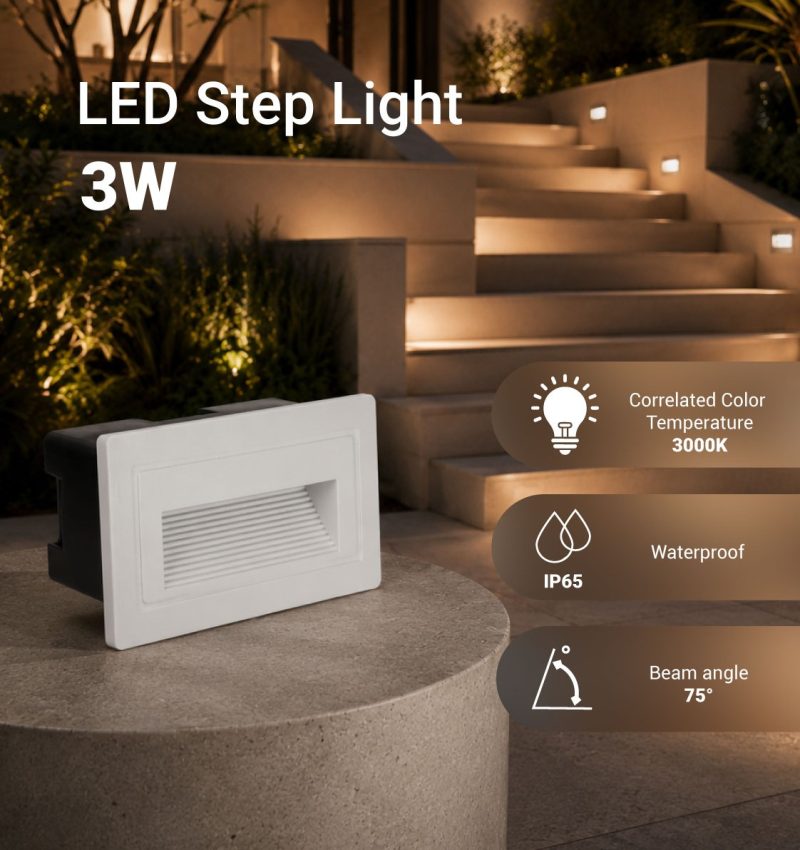 Optonica LED Step Light SQUARE WHITE 3W IP65