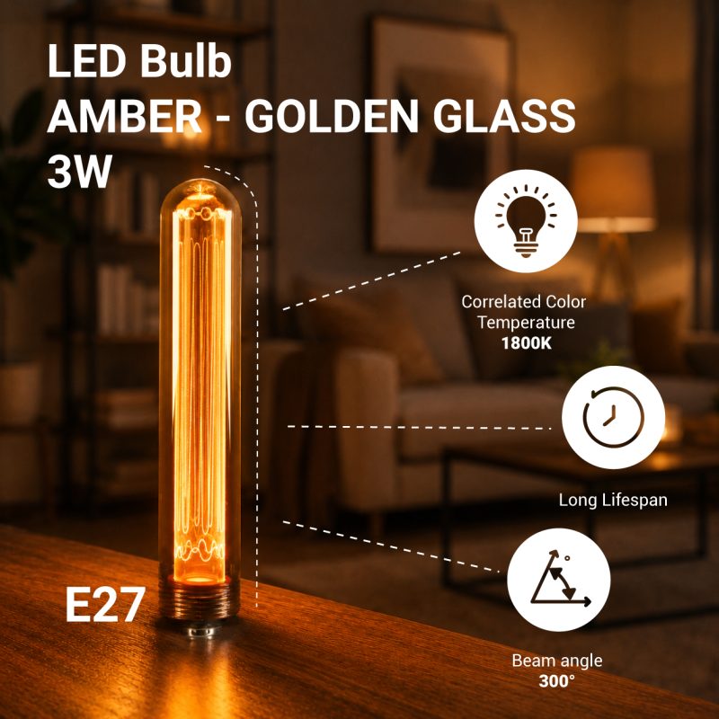 Optonica LED Bulb E27 3W AMBER - GOLDEN GLASS