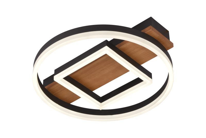 Optonica LED Ceiling Light 46W Black/Wood Body CCT + Remote Control