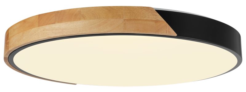 Optonica LED Ceiling Light 48W Corpo Nero/Madera CCT + Telecomando