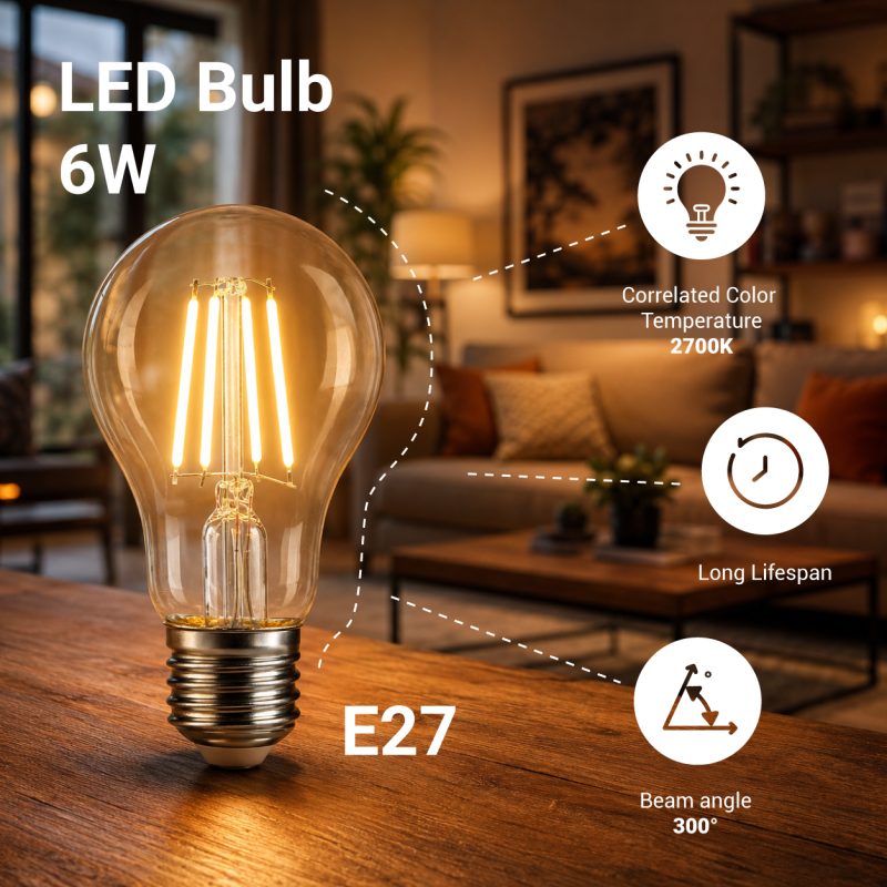 Optonica LED BULB E27 6W FILAMENT