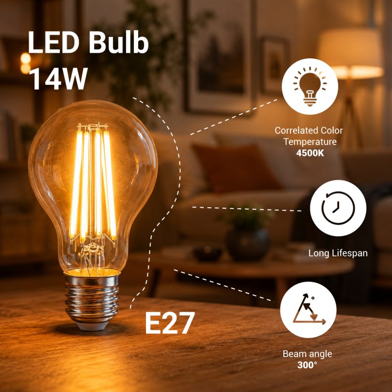 Optonica LED BULB A60 E27 14W FILAMENT