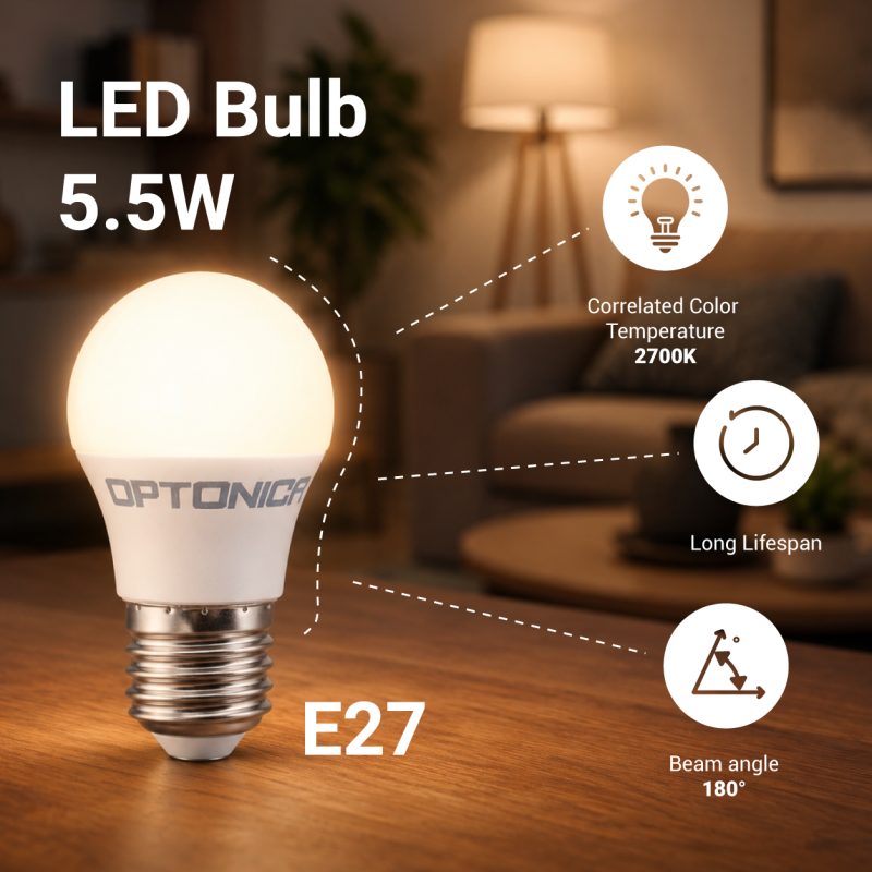 Optonica LED Bulb E27 G45 5.5W