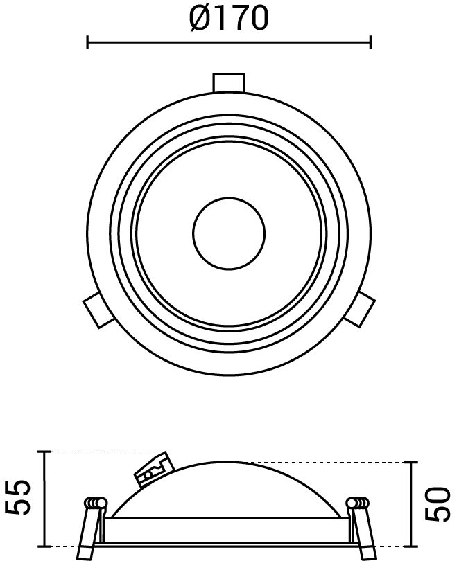 Optonica LED COB Downlight 15W ROUND ROTATABLE BLACK - BRIDGELUX