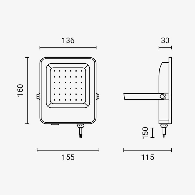 Optonica LED SMD Floodlight Black Body IP65