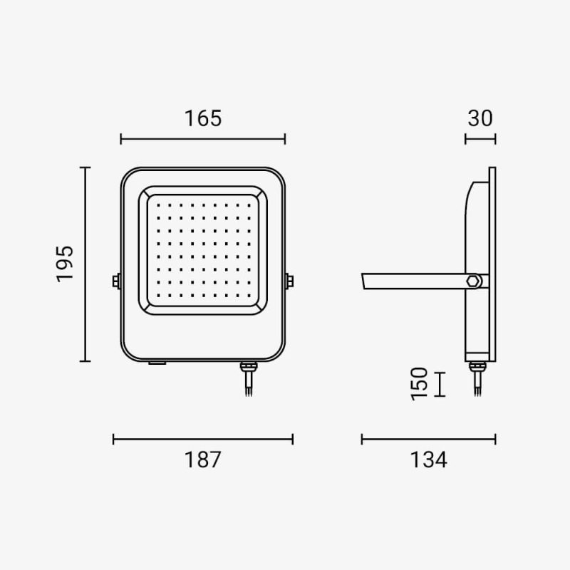 Optonica LED SMD Floodlight Corpo Nero IP65