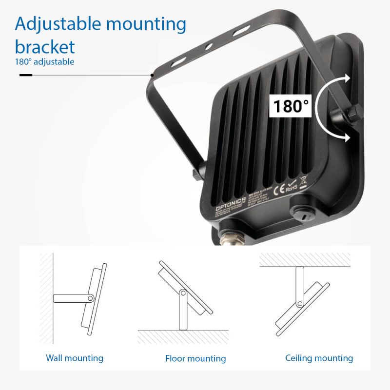 Optonica LED SMD Floodlight Black Body IP65