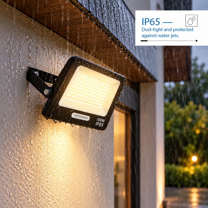 Optonica LED SMD Floodlight Black Body IP65 with 15 cm Cable