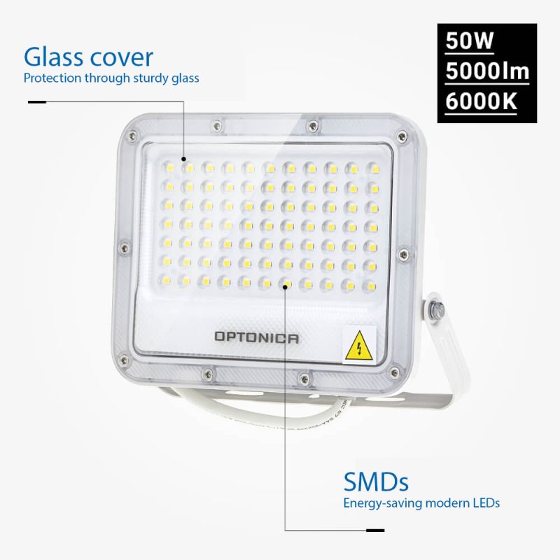Optonica LED SMD Floodlight White Body IP65 - LUMILEDS Chip