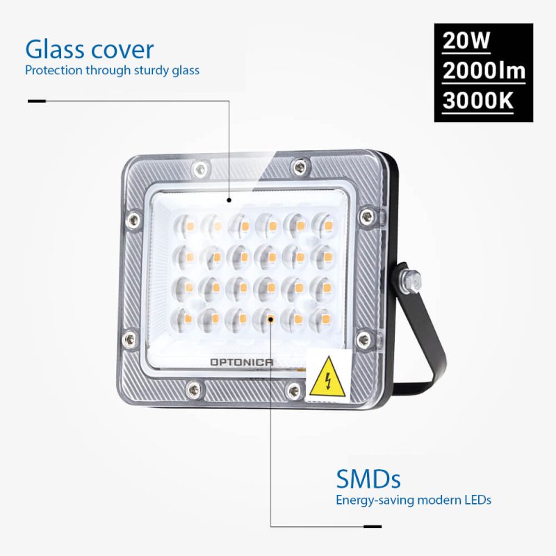 Optonica LED SMD Floodlight Black Body IP65 - LUMILEDS Chip