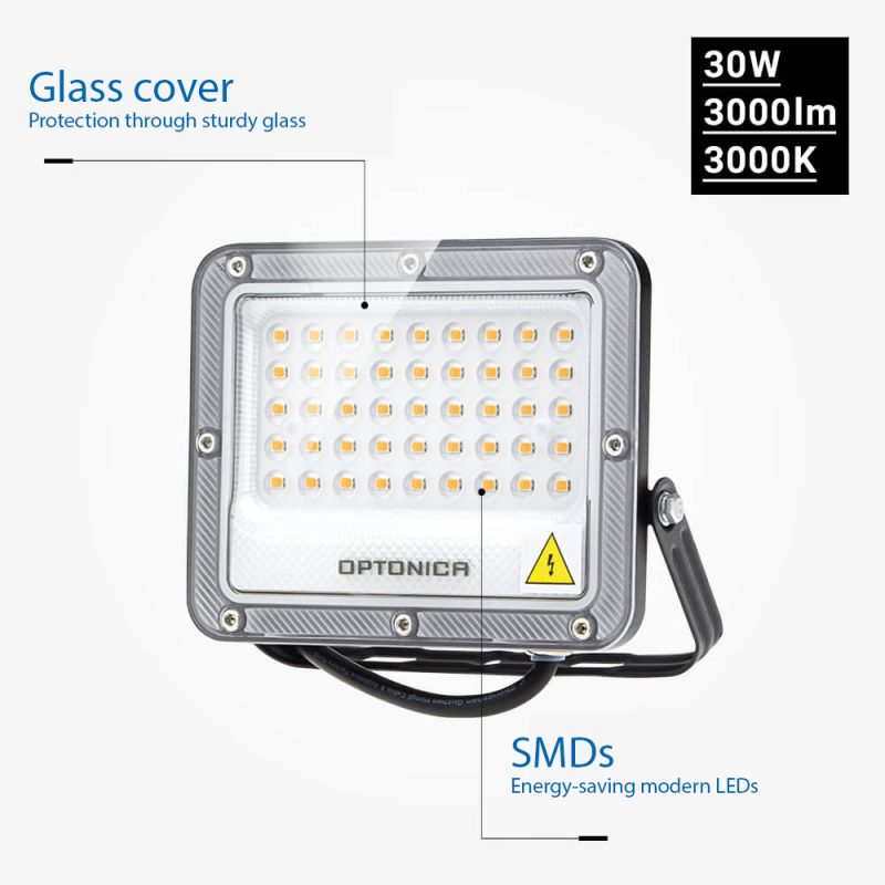 Optonica LED SMD Floodlight Black Body IP65 - LUMILEDS Chip