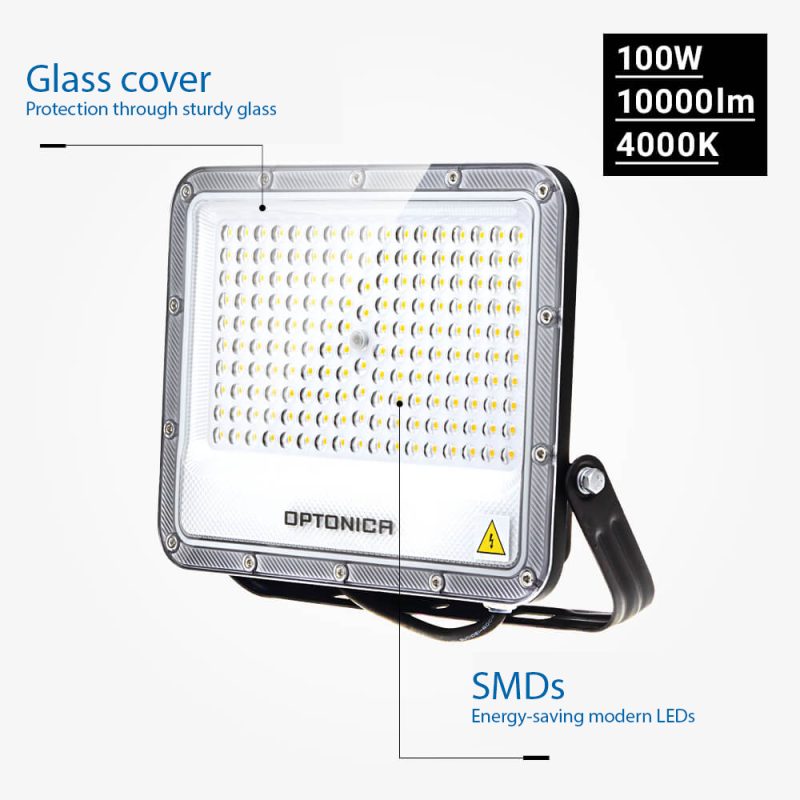Optonica LED SMD Floodlight Black Body IP65 - LUMILEDS Chip