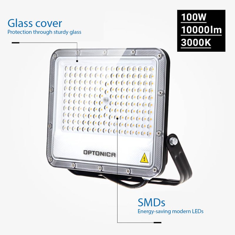 Optonica LED SMD Floodlight Black Body IP65 - LUMILEDS Chip