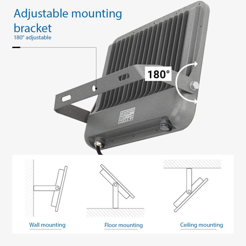 Optonica LED SMD Floodlight 200W Grey Body IP65 with 100cm Cable