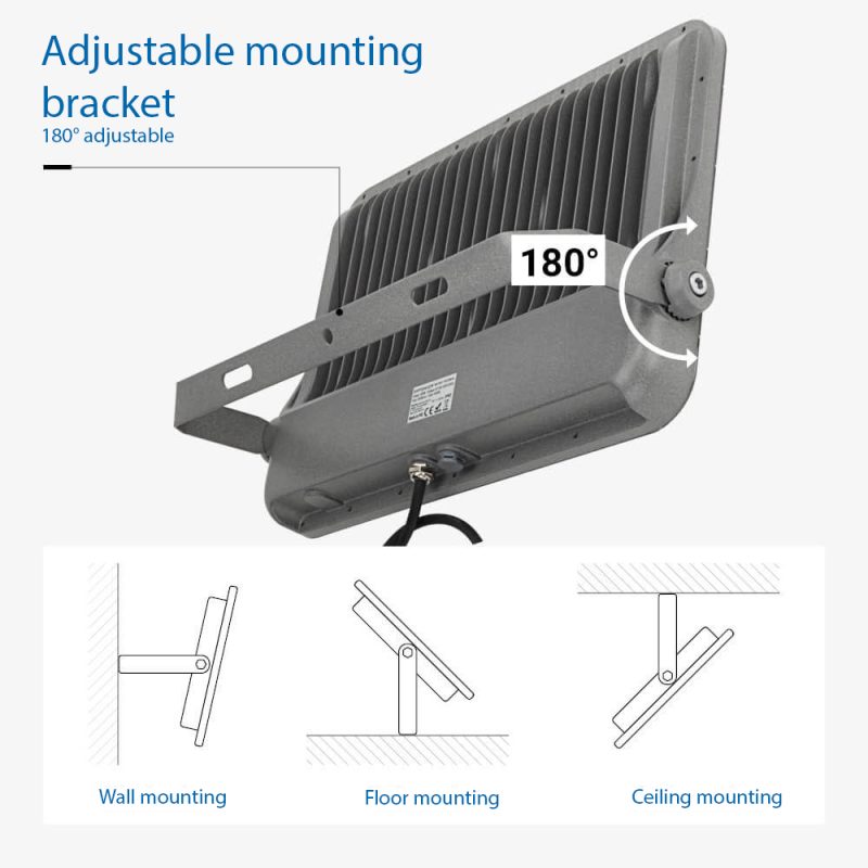 Optonica LED SMD Floodlight 300W Grey Body IP65 with 100cm Cable