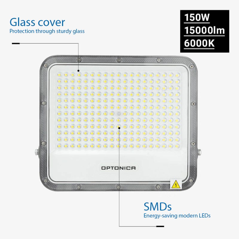 Optonica LED SMD Floodlight 150W Grey Body IP65 with 100cm Cable