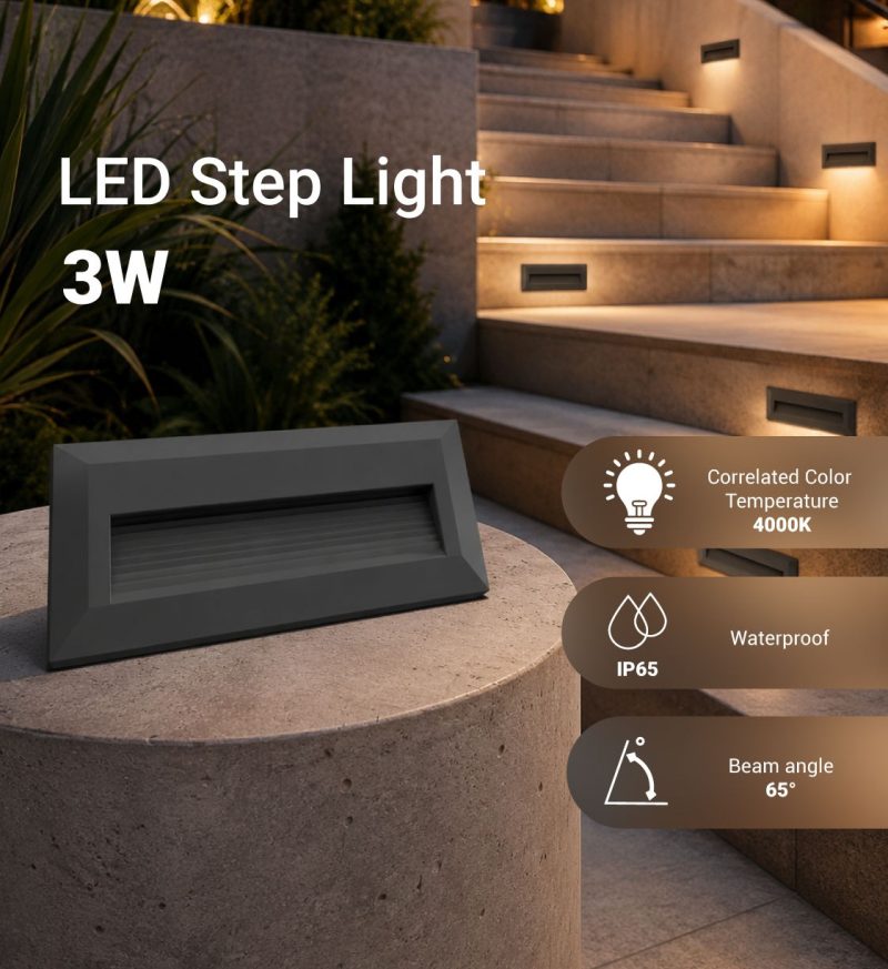 Optonica LED Step Light Rectangular Black
