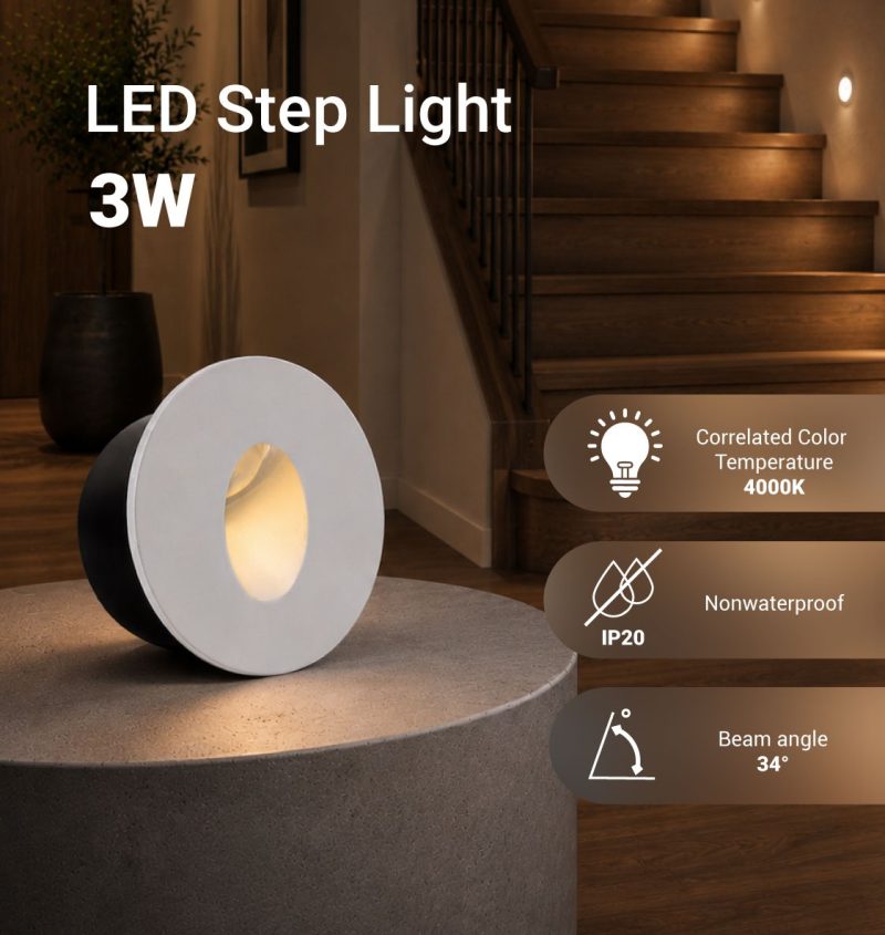 Optonica LED Step Light White Round