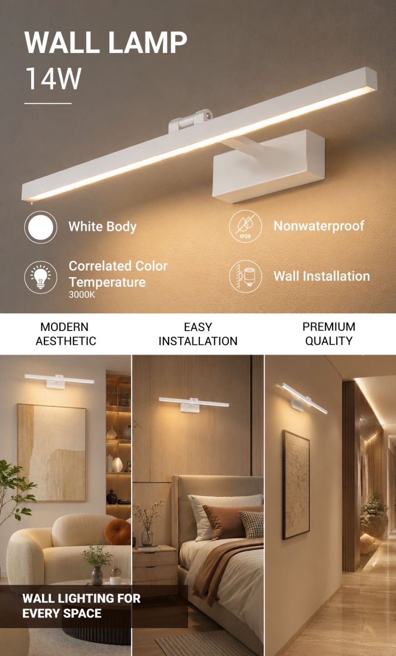 Optonica LED Mirror/Wall Light 14W - White Body