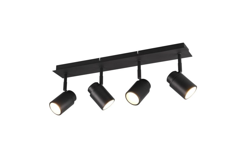 Trio Lighting Rectangular bathroom ceiling spot 4xGU10 matt black IP44