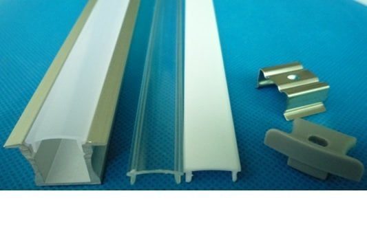 LED-Einbauprofil 1 Meter, 12 mm breit, mit Plexiabdeckung