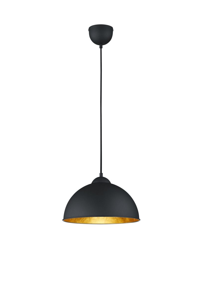 Trio Lighting Jimmy pendant light dome shape matte black metal 1xE27