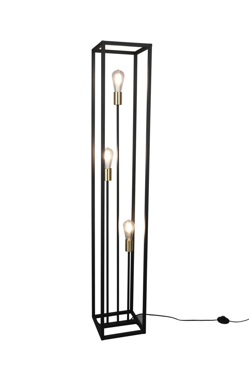 Trio Lighting Vito Stehlampe mattschwarzes Metall, 3xE27, 153 cm, exkl. Leuchtmittel