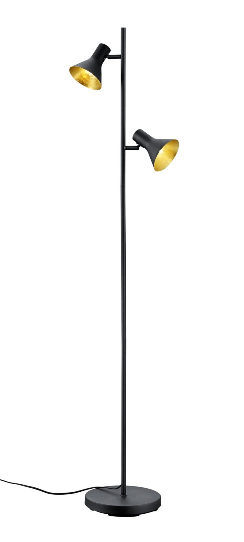 Trio Lighting Nina lámpara de pie orientable negra dorada 2xE14