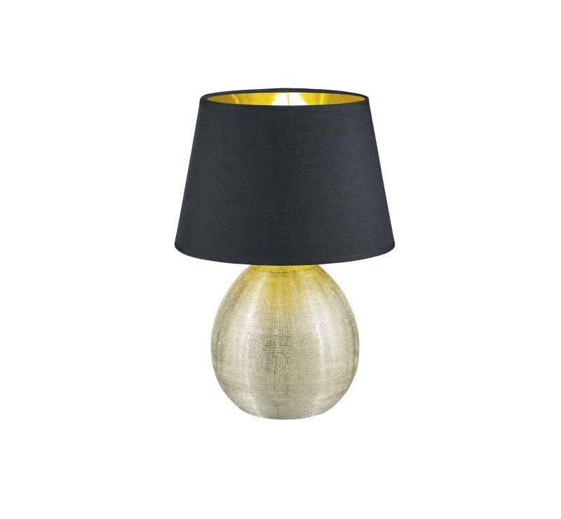 Trio Lighting Luxor table lamp ceramic black/gold, E27 fitting, 35 cm high