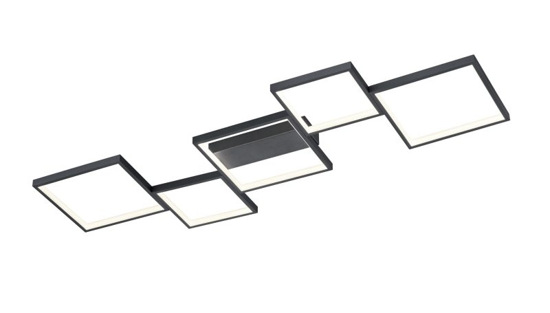 Trio Lighting Sorrento LED Wand-/Deckenleuchte mattschwarz 34W 3000K dimmbar