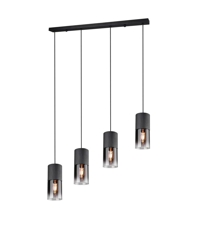 Trio Lighting Robin lampada a sospensione 4x E27 regolabile nero opaco