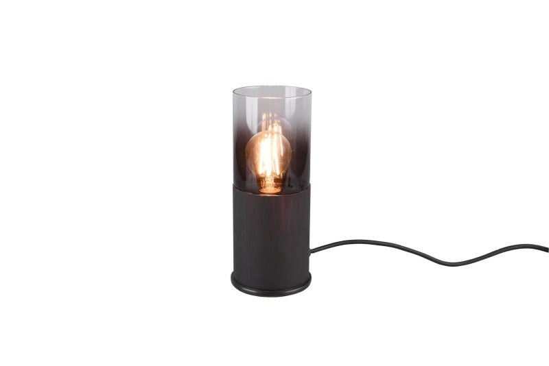 Trio Lighting Robin Tischlampe smokey mattschwarz aus Metall mit E27-Fassung