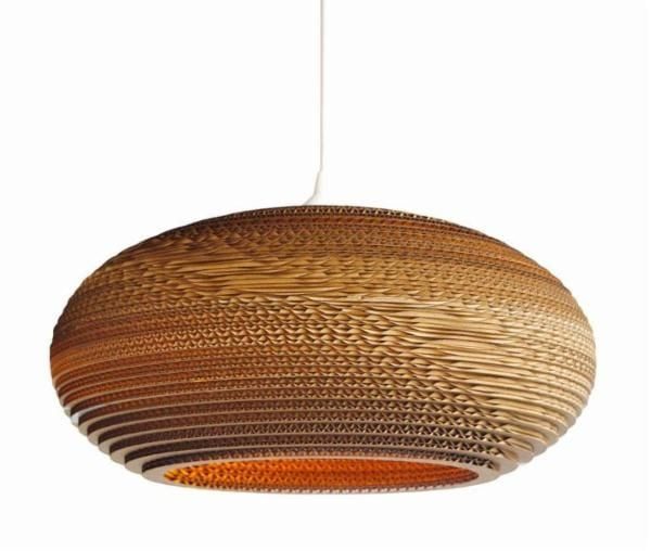 Hanglamp karton ellips Ø60cm wit of beige, E27 fitting