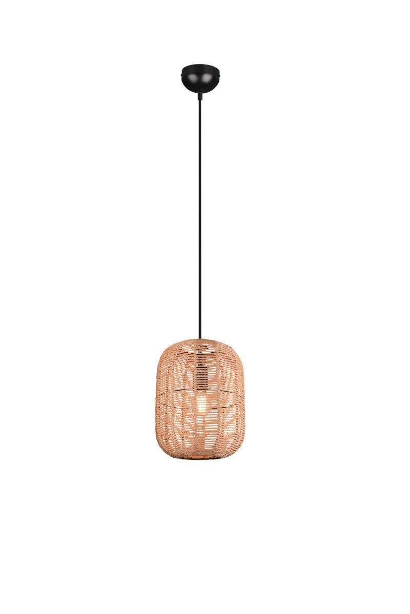 Trio Lighting Small adjustable sisal hanging lamp 1xE27 matt black