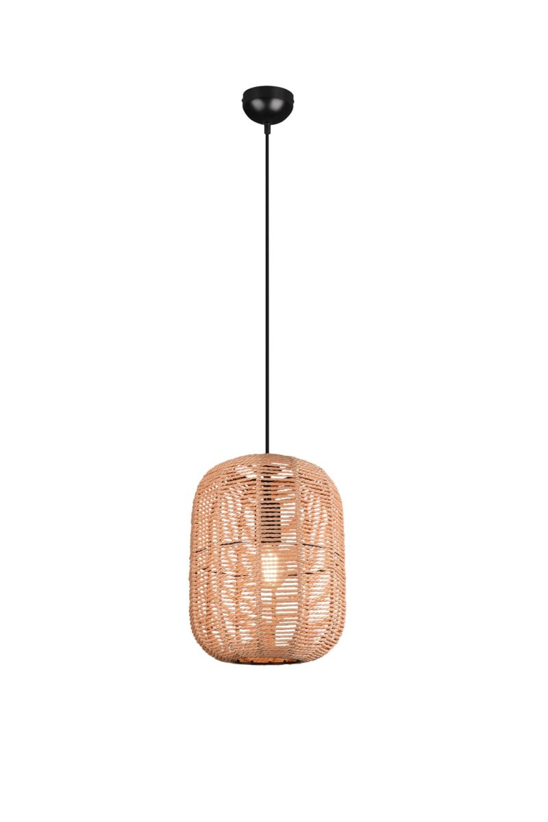 Trio Lighting Gran lámpara colgante de sisal 1xE27 negro mate
