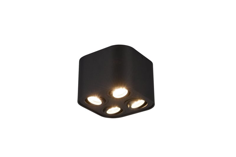 Trio Lighting Adjustable round matt black quartet ceiling spot 4xGU10