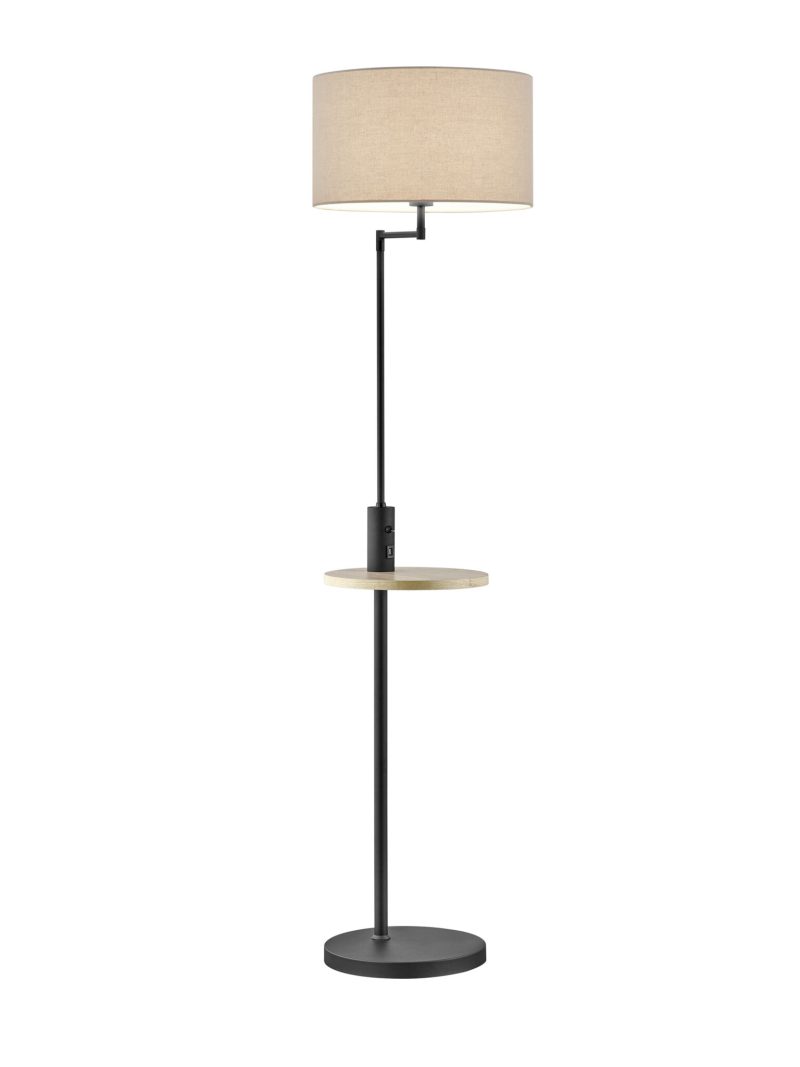 Trio Lighting Handige draaibare vloerlamp1xE27 USB mat zwart