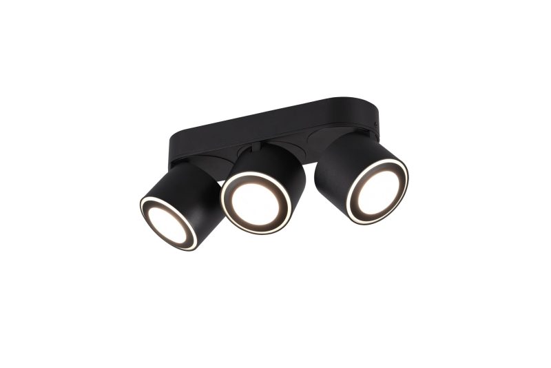 Trio Lighting Mattschwarzer Trio-Einbau- oder Aufbau-Deckenspot 3x5W 3000K