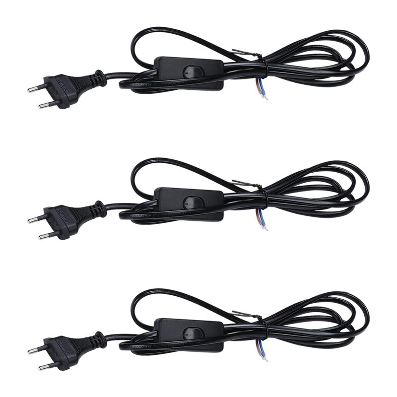 Cyloe Cavo per lampada con interruttore e spina europea, nero, 1,8 m, set da 3