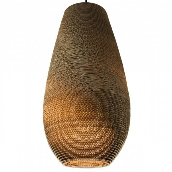 Drop hanging lamp cardboard, vase shape Ø25cm, E27, beige or white