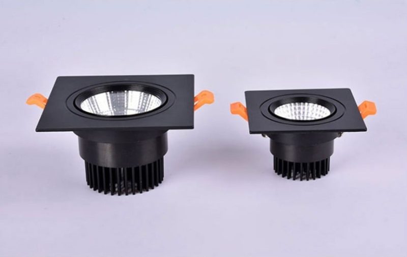 Kinghood Quadratische schwarze 10-W-LED-Einbauleuchte, dimmbar, 12 cm x 12 cm Außengröße