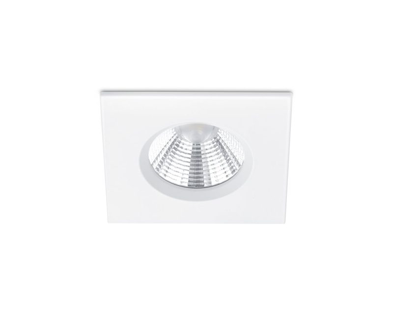 Trio Lighting Vierkante IP65 budget inbouwspot mat wit LED 1x5,5W DIM 3000K
